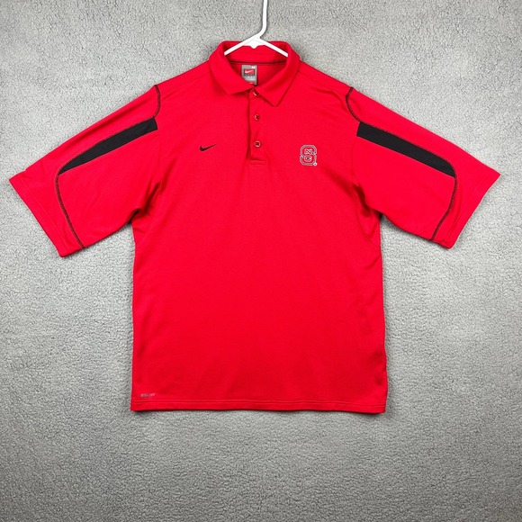 Nike Other - Nike Team Men's Medium Fit Dry Coaches Polo NC State Wolfpack Red Black Mesh